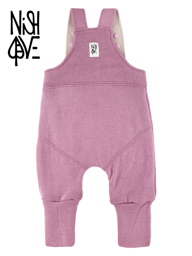 ogrodniczki wełniane mauve tył Merino wool dungarees - longies/cover for reusable diapers - melange - choose colors! - Image 2