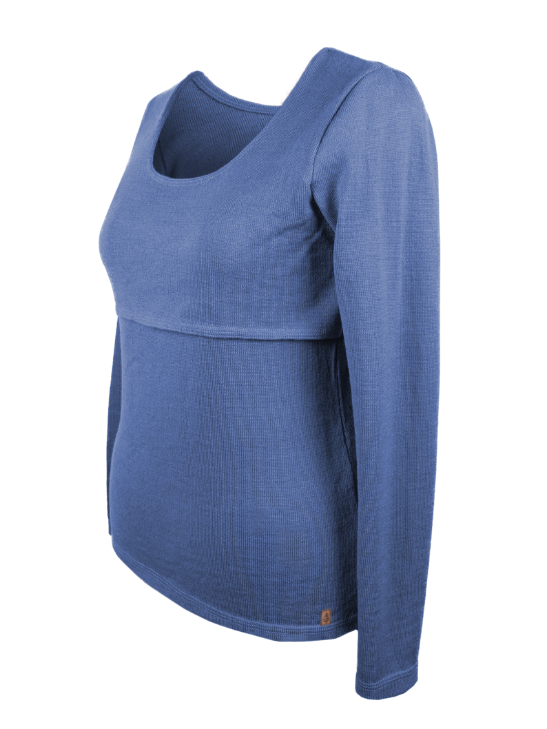Bluzka do karmienia Tanzanit Bluzka z długimi rękawami do karmienia piersią z wełny merino - na wymiar - obrazek 1