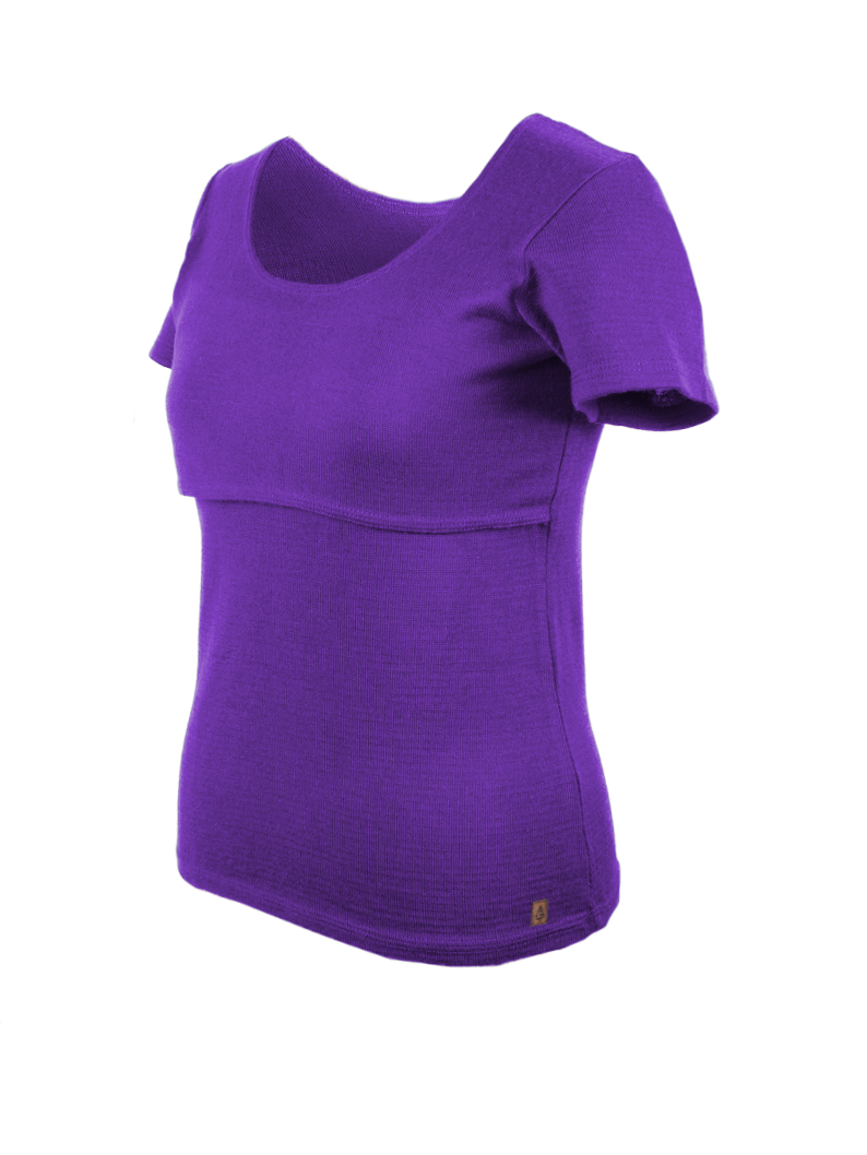 Koszulka do karmienia Violet Indygo Koszulka z krótkimi rękawami do karmienia piersią z wełny merino - na wymiar - obrazek 1