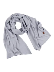 Duży szal z cienkiej wełny merino JASNY SZARY