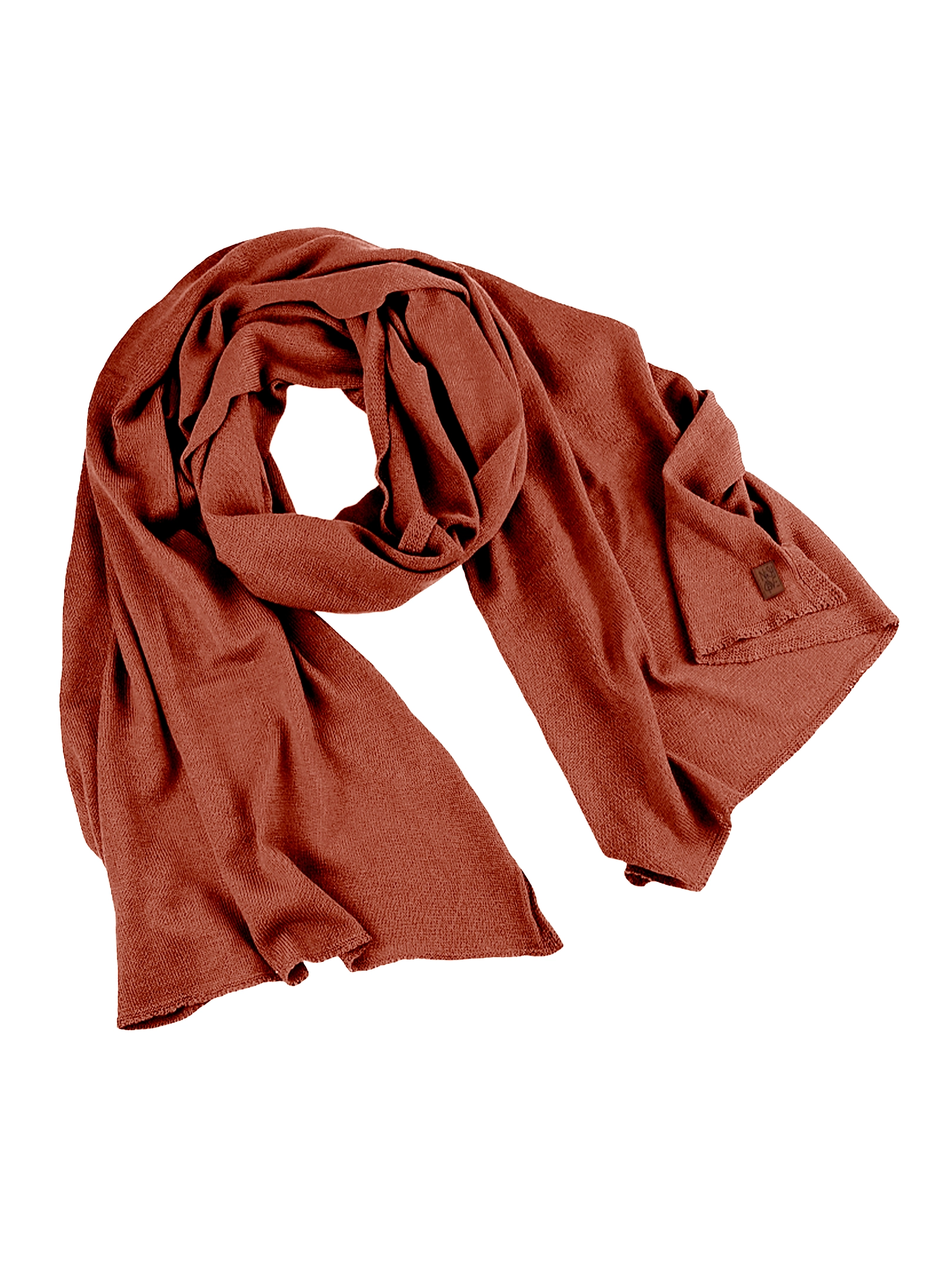 szal merino cienki - ceglana czerwień Duży szal z cienkiej wełny merino CEGLANA CZERWIEŃ - obrazek 1
