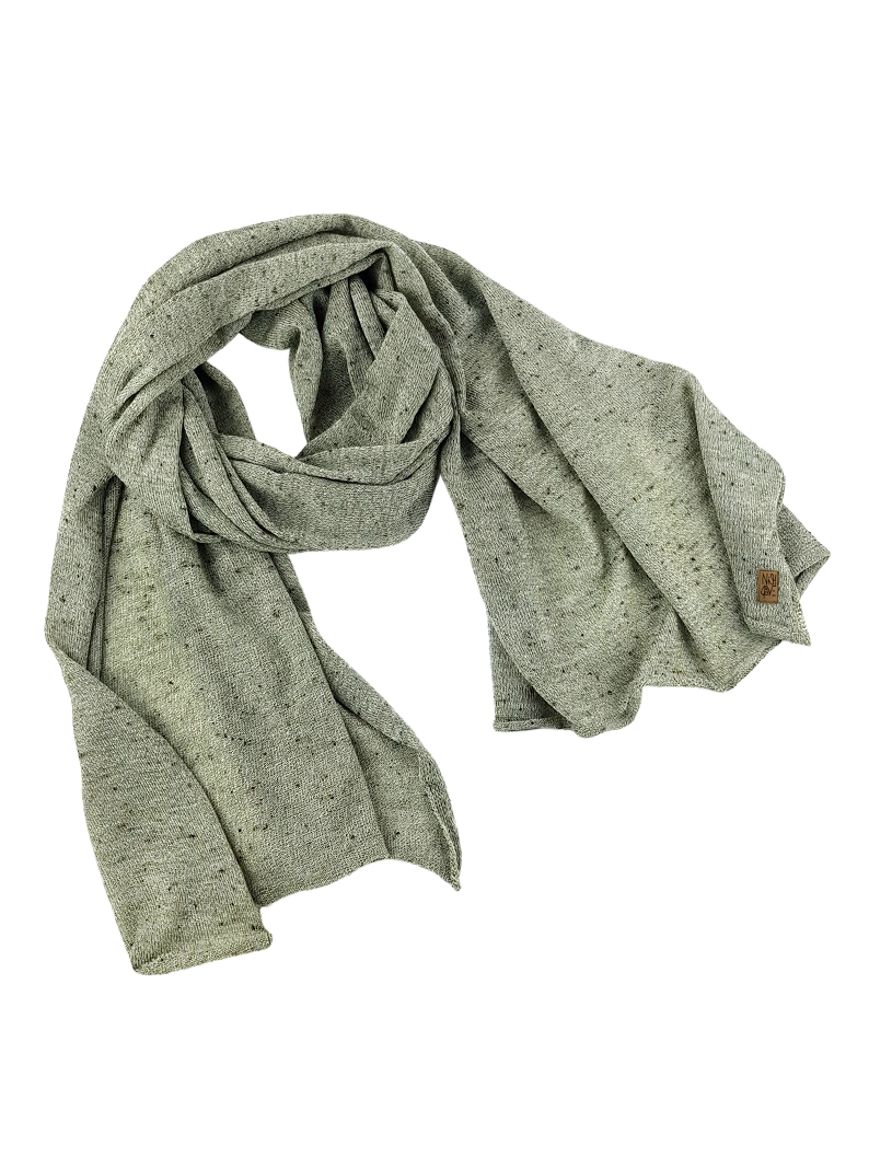 szal merino cienki - melanż oliwka Duży szal z cienkiej wełny merino MELANŻ OLIWKA - obrazek 1