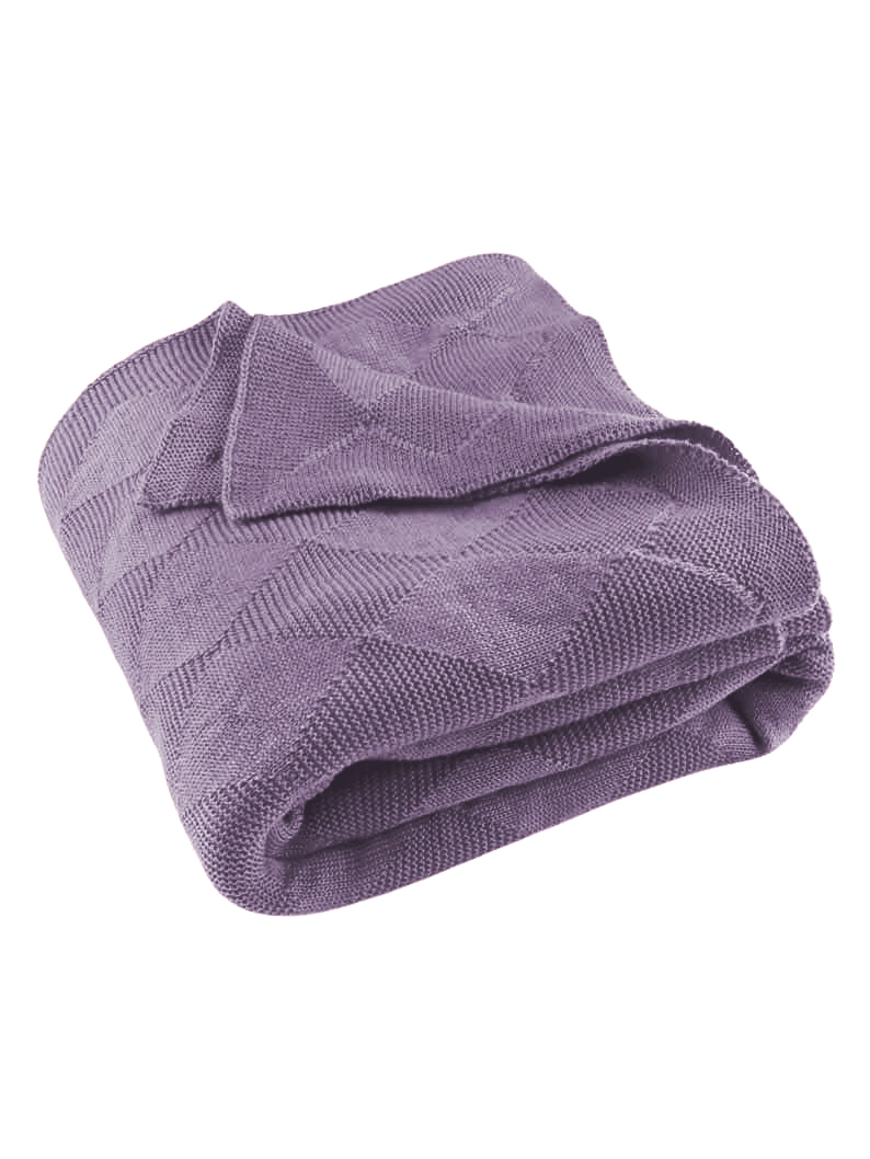 koc szarolawendowy Koc z wełny merino SZARO-LAWENDOWY - obrazek 1