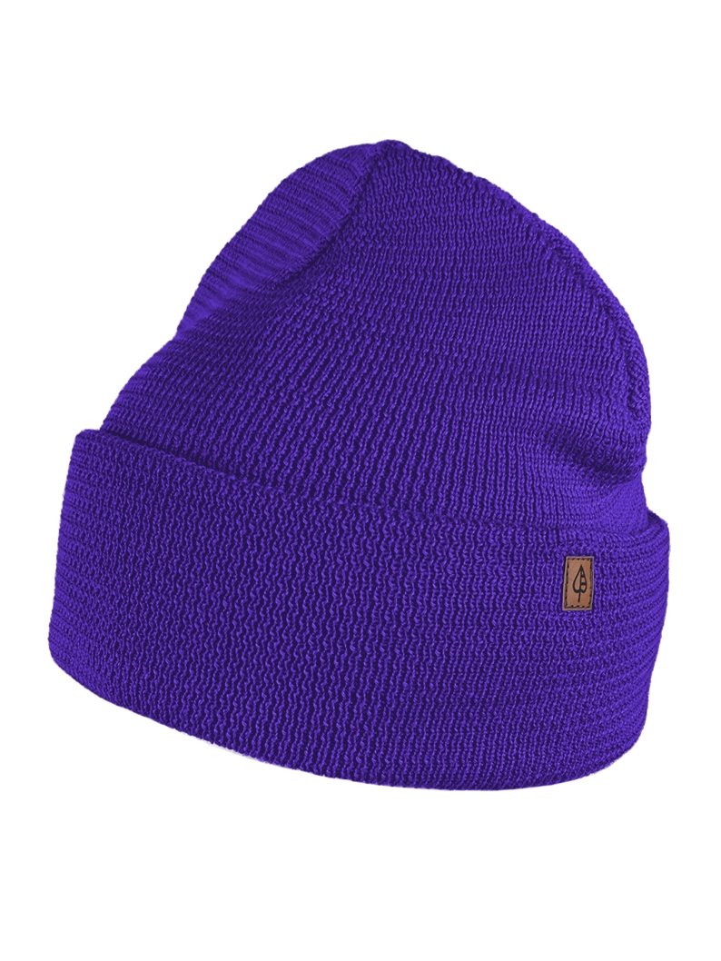 czapka dwuwarstwowa beanie długa - violet indigo Czapka "Beanie" z wełny merino z wywinięciem VIOLET INDIGO - obrazek 1