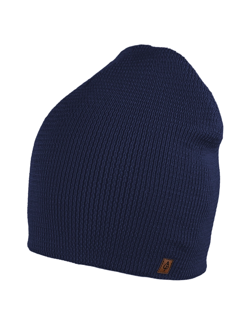 czapka dwuwarstwowa beanie krótka - granat Czapka "Beanie" z wełny merino GRANAT - obrazek 1