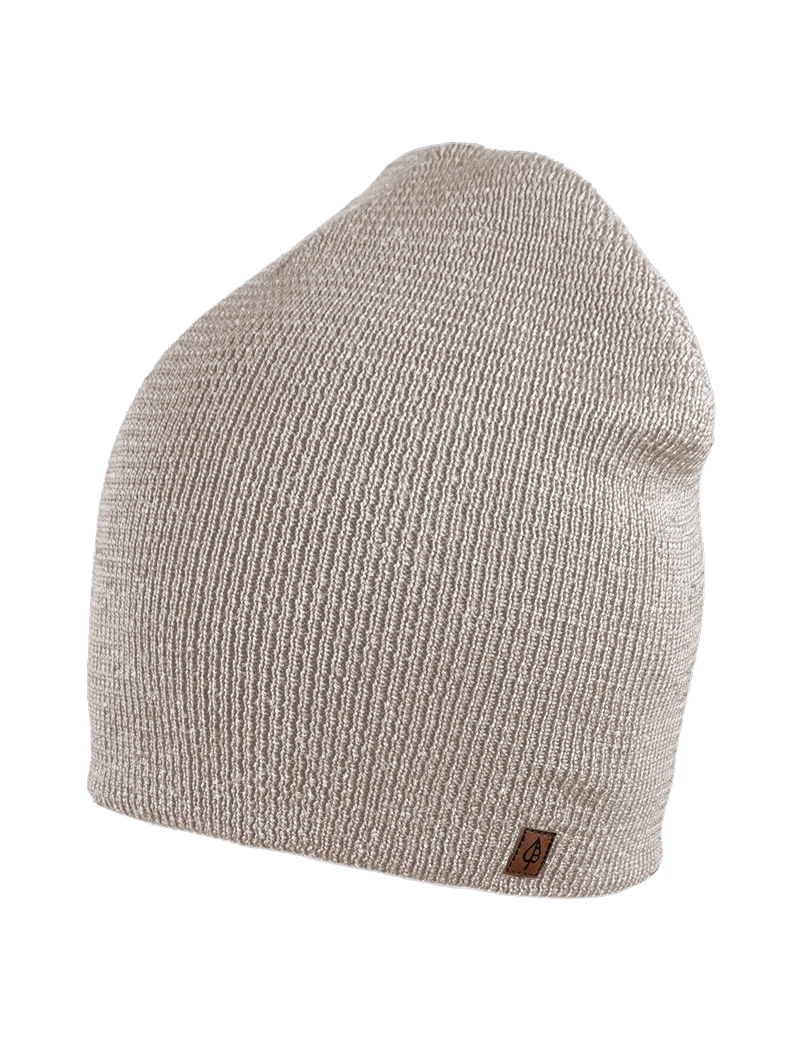 czapka dwuwarstwowa beanie krótka - melanż beż Czapka "Beanie" z wełny merino MELANŻ BEŻ - obrazek 1