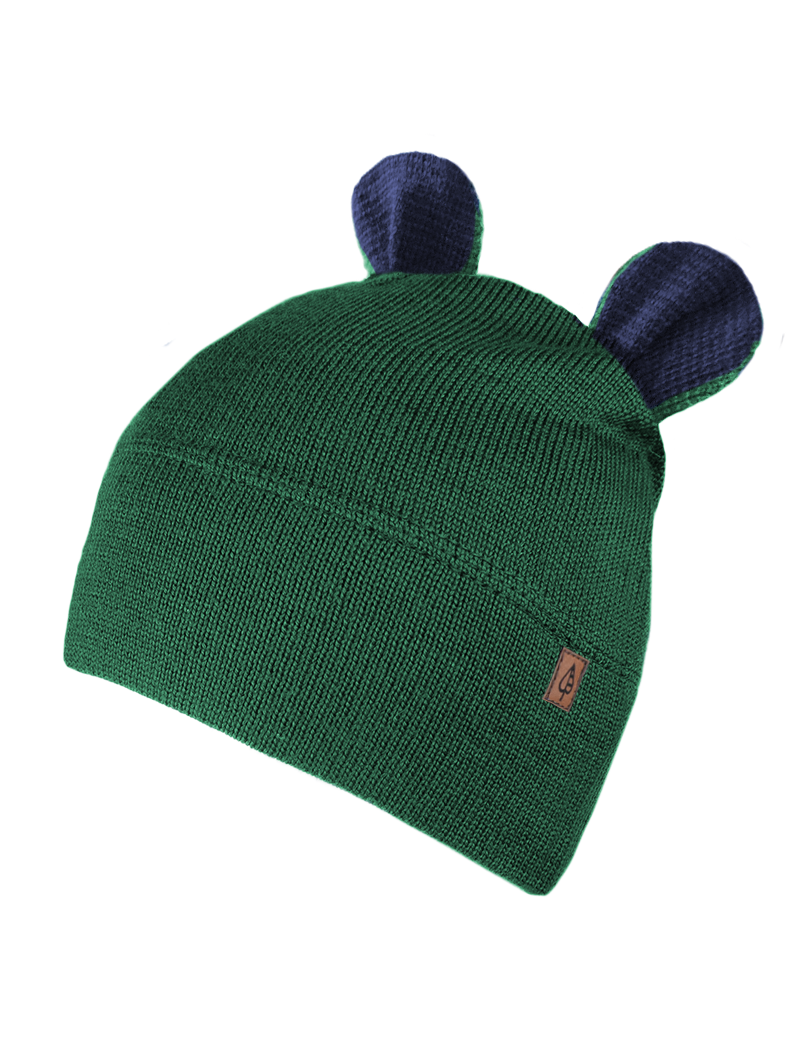Czapka miś malachit-granat Children's merino wool hat - TEDDY custom made - Image 1